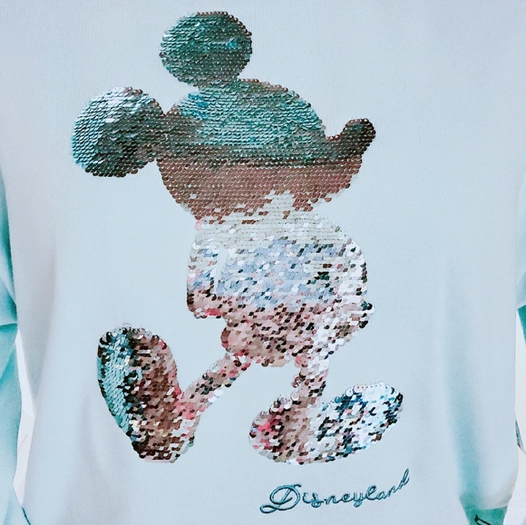 DISNEY ADRENELLE AQUA REVERSIBLE SEQUIN SWEATSHRT - Picture 2 of 3